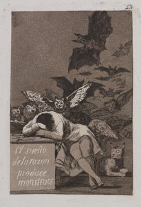 Der Schlaf der Vernunft gebiert Ungeheuer (El sueño de la razón produce monstruos) von Francisco de Goya