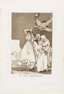 Da gehen sie gerupft (d.h. ausgeplündert), Platte 20 aus Los Caprichos von Francisco Jose de Goya y Lucientes