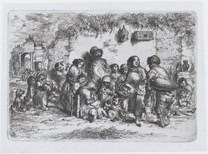 Tafel 11: Eine Gruppe von Menschen im Freien, aus der Serie der Bräuche und Vergnügungen der Spanier, 1850 von Francisco Lameyer Berenguer