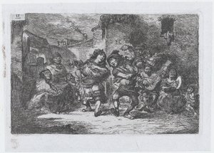 Tafel 17: Straßenmusiker und tanzende Figuren, aus der Serie von Bräuchen und Vergnügungen von..., 1850 von Francisco Lameyer Berenguer