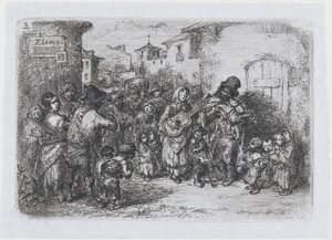 Platte 3: eine Gruppe Straßenmusiker, aus der Serie von Bräuchen und Vergnügungen der Spanier von Francisco Lameyer Berenguer