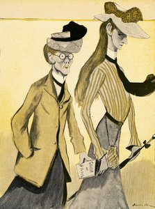 Eine junge Engländerin in Frankreich mit ihrer Anstandsdame, 1903