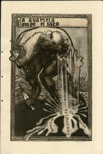 Illustration von Francisco Sancha Lengo (1874-1936) - Fliegendes Blatt, circa 1915 - Krieg von 14-18, Deutschland Preußen, Silber, Kriegführende und Symbole, Spanische Sprache, Ausländische Presse