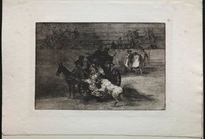 Stierkämpfe: Kampf in einer Kutsche, die von zwei Maultieren gezogen wird, 1876 von Francisco de Goya