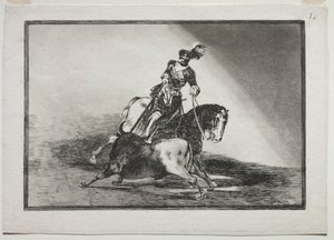 Karl V. spießt einen Stier in der Arena von Valladolid auf, 1815-1816 von Francisco de Goya