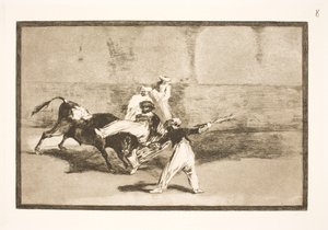 Ein Maure von einem Stier in der Arena gefangen von Francisco de Goya