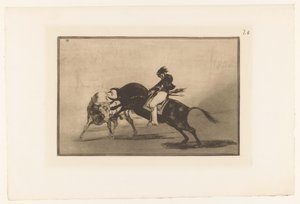 Mariano Ceballos reitet auf einem Stier von Francisco de Goya