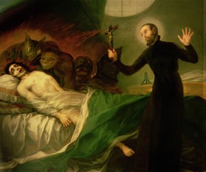 St. Franziskus Borgia (1510-72) hilft einem sterbenden Unbußfertigen, 1795