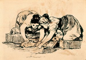 Die Wäscherinnen, spätes 18. - frühes 19. Jahrhundert (Zeichnung) von Francisco de Goya