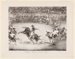 Der berühmte Amerikaner Mariano Ceballos. Die Stiere von Bordeaux von Francisco de Goya