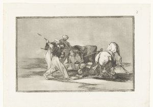 Vier Männer jagen einen Stier von Francisco de Goya