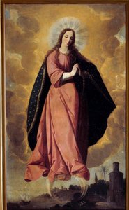 Die Unbefleckte Empfängnis, Design von Francisco de Zurbaran (1598-1664) 17. Jahrhundert Marchena. St. Johannes der Täufer Kirche von Francisco de Zurbaran