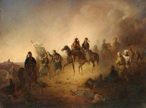 Markos Botsaris in der Schlacht von Karpenisi von Franciszek Tomasz Tepa