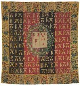 Armorial Mille-Fleurs Tapisserie, die die Wappen von Robert Chabot und Antoinette d