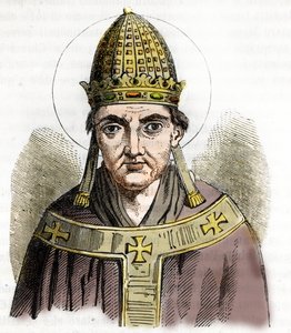 Porträt von Papst Silvester I. (314-335) - Zeichnung aus „Misteri del Vaticano“ von Franco Mistrali