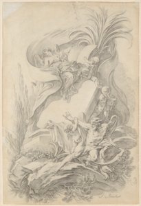 Entwurf für ein Frontispiz: Die Liebe hält die Hand der Zeit auf von François Boucher