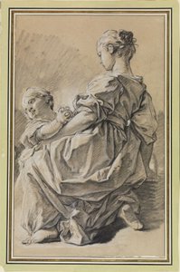 Kniende junge Frau mit Kind von François Boucher