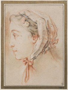 Frauenkopf, Profil mit Mütze von François Boucher