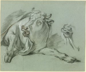 Lagernder Bulle. Studie zum Gemälde "Raub der Europa" im Musée du Louvre in Paris
