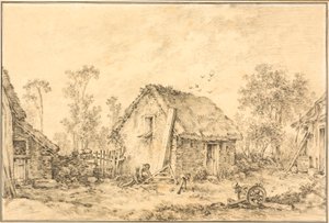 Landschaft mit rustikalem Häuschen von François Boucher