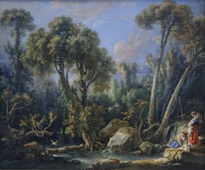 Wäscherinnen in einer Landschaft