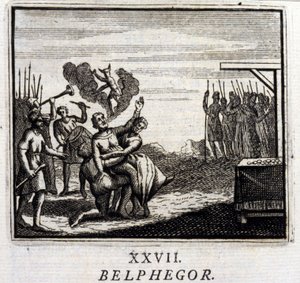 Belphegor. Fabeln von Jean de La Fontaine. Illustration von François Chauveau. Ausgabe von 1728 von Francois Chauveau