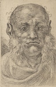 Maske eines glatzköpfigen Mannes mit buschigen Koteletten, aus Divers Masques, ca. 1635-45 von Francois Chauveau