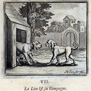Die Laus und ihr Gefährte. Fabeln von Jean de La Fontaine. Illustration von François Chauveau. Ausgabe von 1728. von Francois Chauveau