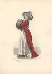Frau mit großem Pelzmuff, Ära von Marie Antoinette. von Francois Claudius Compte Calix