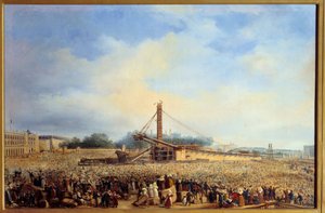 Errichtung des Obelisken von Luxor auf dem Place de la Concorde in Paris (25. Oktober) von Francois Dubois