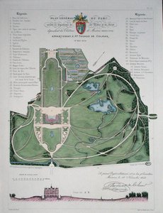 Generalplan des Gartens des Schlosses von Maisons, im Besitz von Thomas de Colmar, graviert von G. Lorsignol von Francois Duvillers