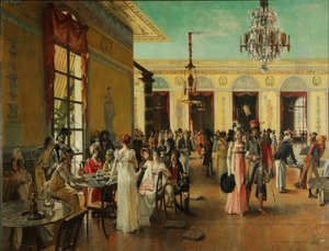 Café Frascati Eine Szene aus Napoleons Zeit, 1893 von Francois Flameng