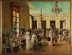 Café Frascati (Paris, Frankreich), eine Szene zur Zeit Napoleons von Francois Flameng