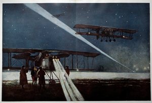 Erster Weltkrieg: Abflug eines Geschwaders für einen Nachtbombenangriff 1918 von Francois Flameng