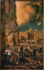 Kathedrale in Reims in Flammen von Francois Fournier Sarloveze