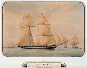 Die Schoner La Gazelle, von François Roux, Aquarell, Frankreich von Francois Geoffroy Roux