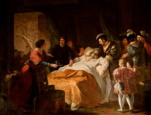 Der Tod von Leonardo da Vinci in den Armen von Franz I.