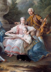 Die Familie von Louis Francois du Bouchet, Marquis de Sourches und Grand Prevot de France (Detail) von Francois Hubert Drouais