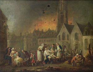Der Grand Place in Lille während der Belagerung von 1792, 1794