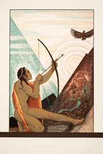 Herakles schießt den Adler, aus Prométhée Enchaîné von Aeschylus, veröffentlicht 1941 von Francois Louis Schmied