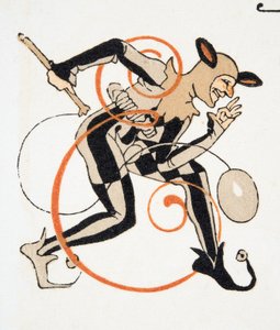 Buchstabe E aus Personages de Comedie, veröffentlicht 1922 von Francois Louis Schmied