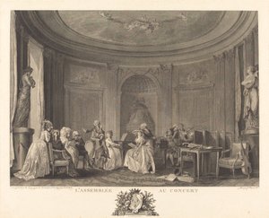 Die Versammlung beim Konzert von Francois Nicolas Barthelemy Dequevauviller after Nicolas Lavreince