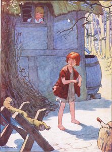 Hänsel füllte seine Tasche mit Steinen, aus Hänsel und Gretel, veröffentlicht von Blackie & Son Limited, ca. 1940 von Frank Adams