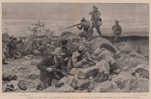 Erwischt auf dem Sprung, ein Vorfall auf dem Gipfel des Kopje bei Belmont, gestürmt von den Grenadier Guards