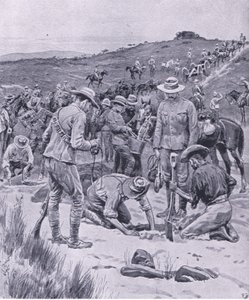 Auf der Suche nach Wasser, aus After Pretoria: Der Guerillakrieg veröffentlicht von Harmsworth Bros Limited, 1901 von Frank Dadd