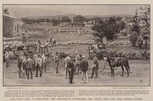 Die Evakuierung von Newcastle, die Einwohner demontieren das Lager, das sie vor dem Verlassen gebaut hatten von Frank Dadd