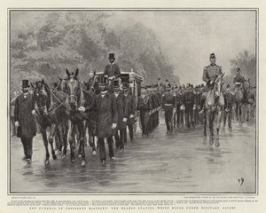 Die Beerdigung von Präsident McKinley, der Leichenwagen verlässt das Weiße Haus unter militärischer Eskorte von Frank Dadd