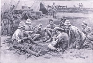 Müde Soldaten genießen eine Pause, aus After Pretoria: Der Guerillakrieg veröffentlicht von Harmsworth Bros Limited, 1901 von Frank Dadd