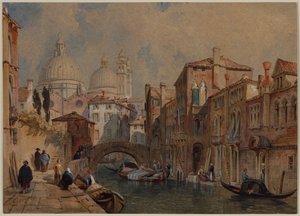 Ansicht von Venedig: Die Kuppel von Santa Maria della Salute vom Hinterhof des Da Mula Palastes, Blick nach Osten