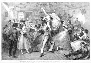 Der böseste Mann in New York, Szene aus John Allans Tanzhaus, 304 Water Street, New York City, aus Frank Leslies Illustrierter Zeitung, 1868